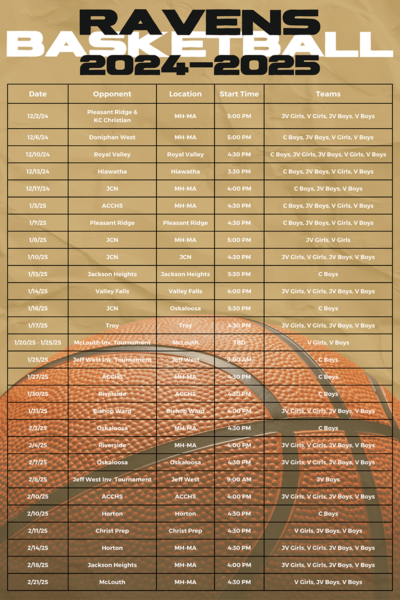 Basketball Schedule for 2024-2025